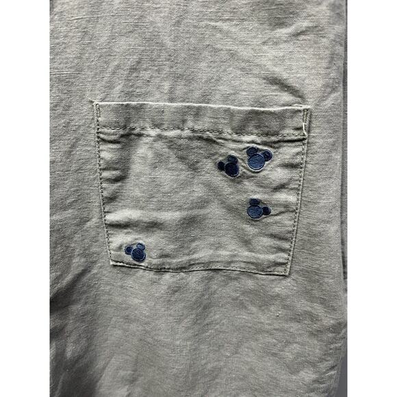 Disney Junk Food Romper Playsuit Small Women's Gray Linen Blend Mickey Mouse - Picture 5 of 7